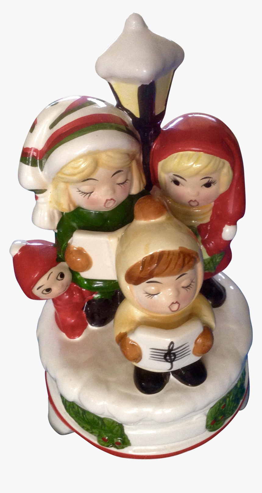 Vintage Christmas Carolers Music Box Ceramic Silent - Figurine, HD Png Download, Free Download