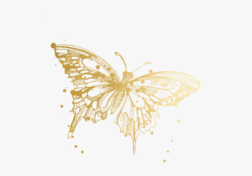 Butterfly Tattoos Temporary Accept Watercolor Tattly - Flying Gold Butterfl...