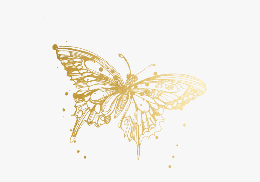 Butterfly Tattoos Temporary Accept Watercolor Tattly - Flying Gold Butterfly Png, Transparent Png, Free Download