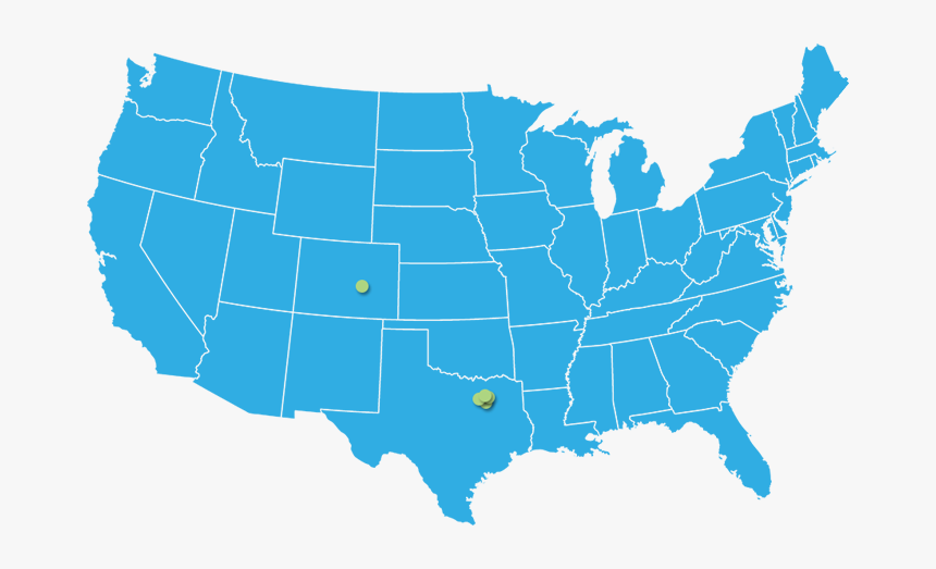 Us Map Of Service Area With Dots In Colorado And Texas - East And West Usa Map, HD Png Download, Free Download