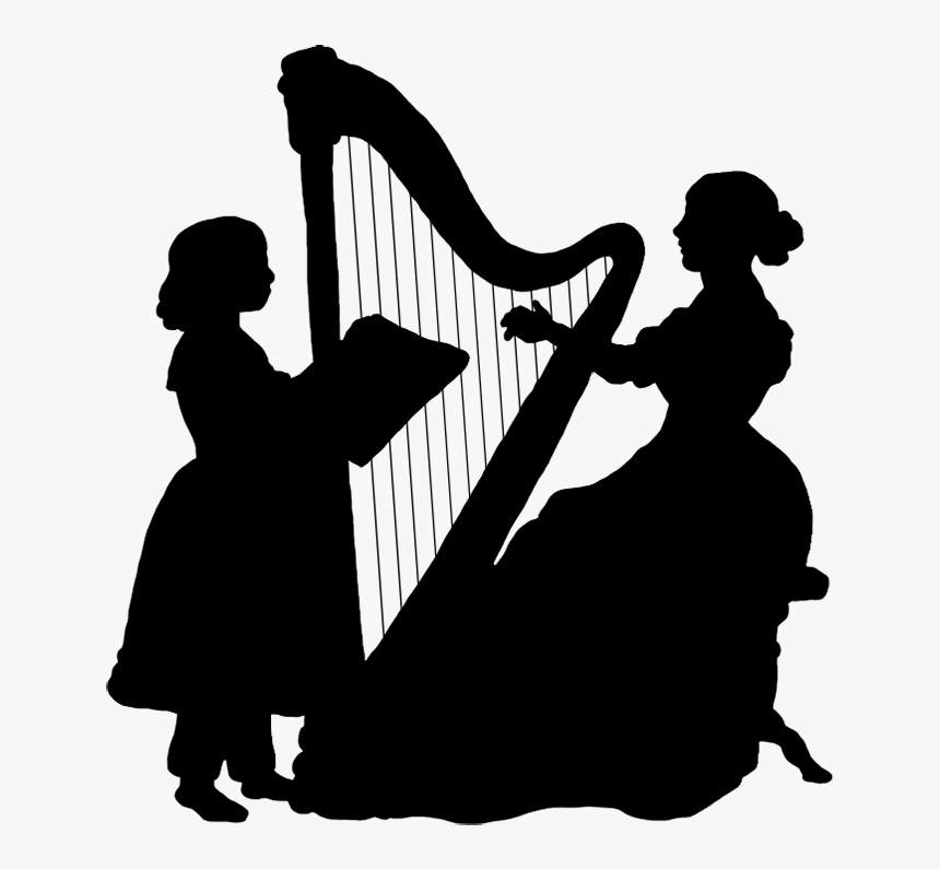 Woman Playing The Harp Silhouette - Lady Playing Harp Silhouette, HD Png Download, Free Download