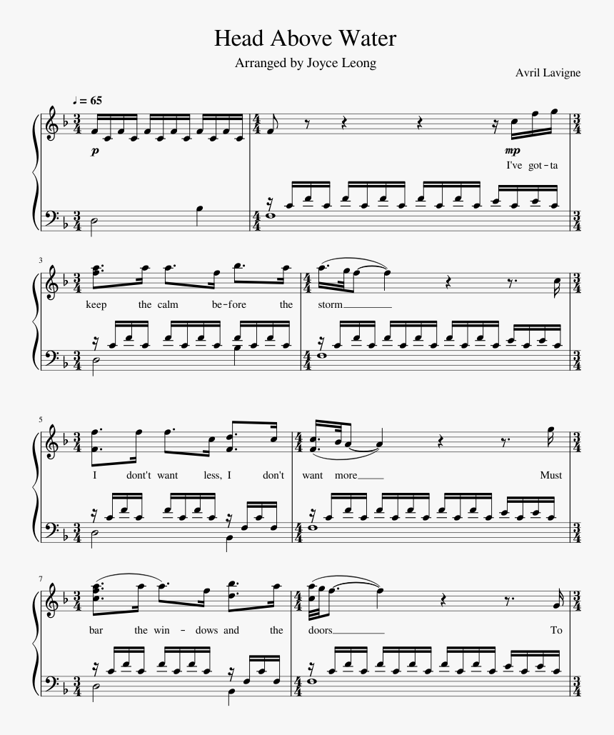 Head Above Water Piano Sheet, HD Png Download, Free Download