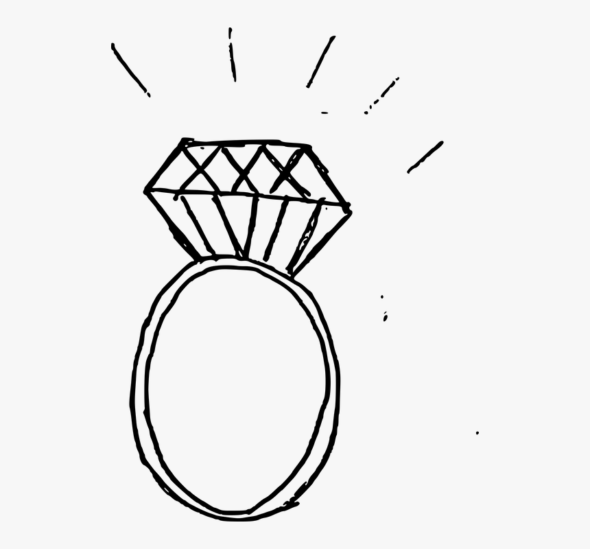 Diamond Ring, Jewelry, Jewel, Engagement, Ring, Diamond - Diamond Ring Drawn Transparent, HD Png Download, Free Download