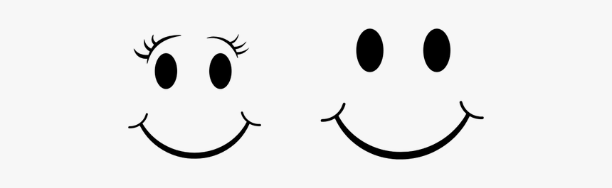Female And Male Smileys - Smiley Face Clipart Black And White, HD Png Download, Free Download