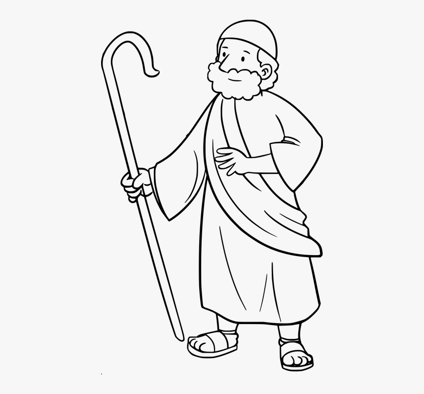 Bible Characters Png Black And White - Moses Clipart Black And White, Transparent Png, Free Download