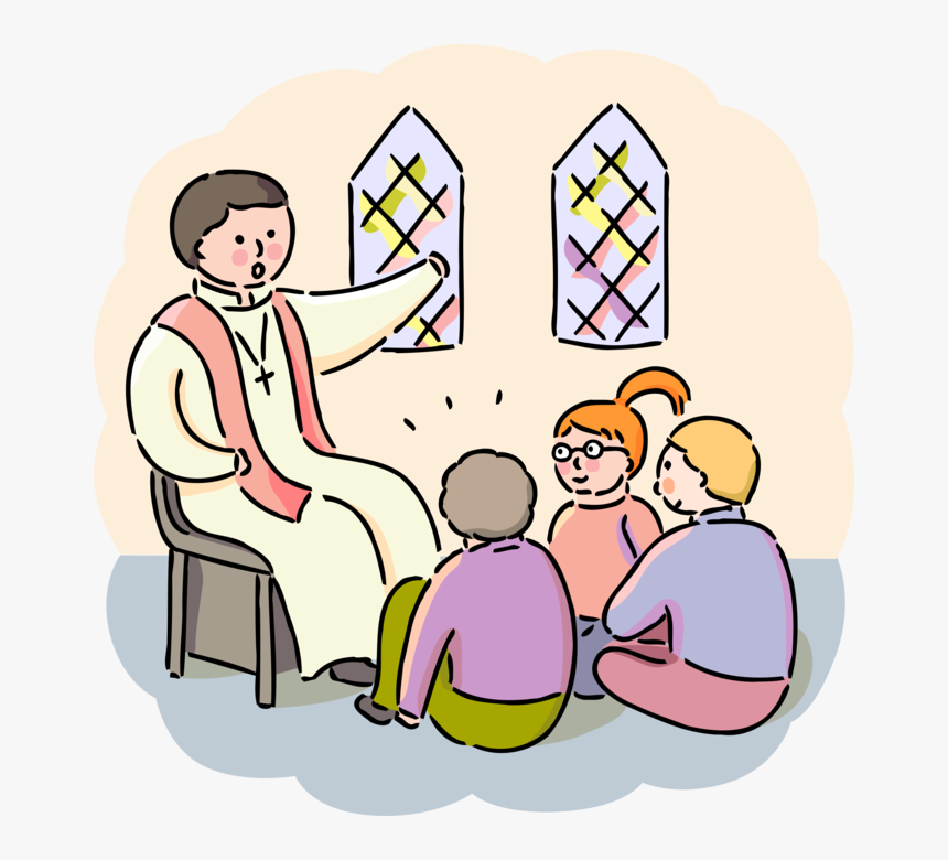 Vector Illustration Of Sunday School Religion Students - Priests Oath Of Poverty, HD Png Download, Free Download
