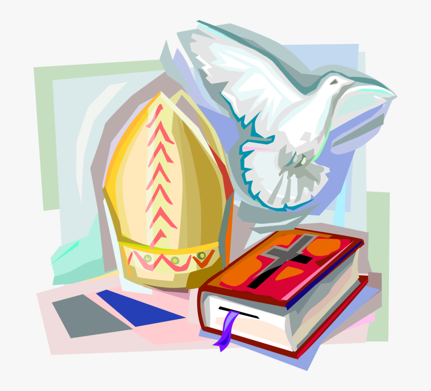 Vector Illustration Of Bible Holy Book, Dove And Papal - Church Magisterium, HD Png Download, Free Download