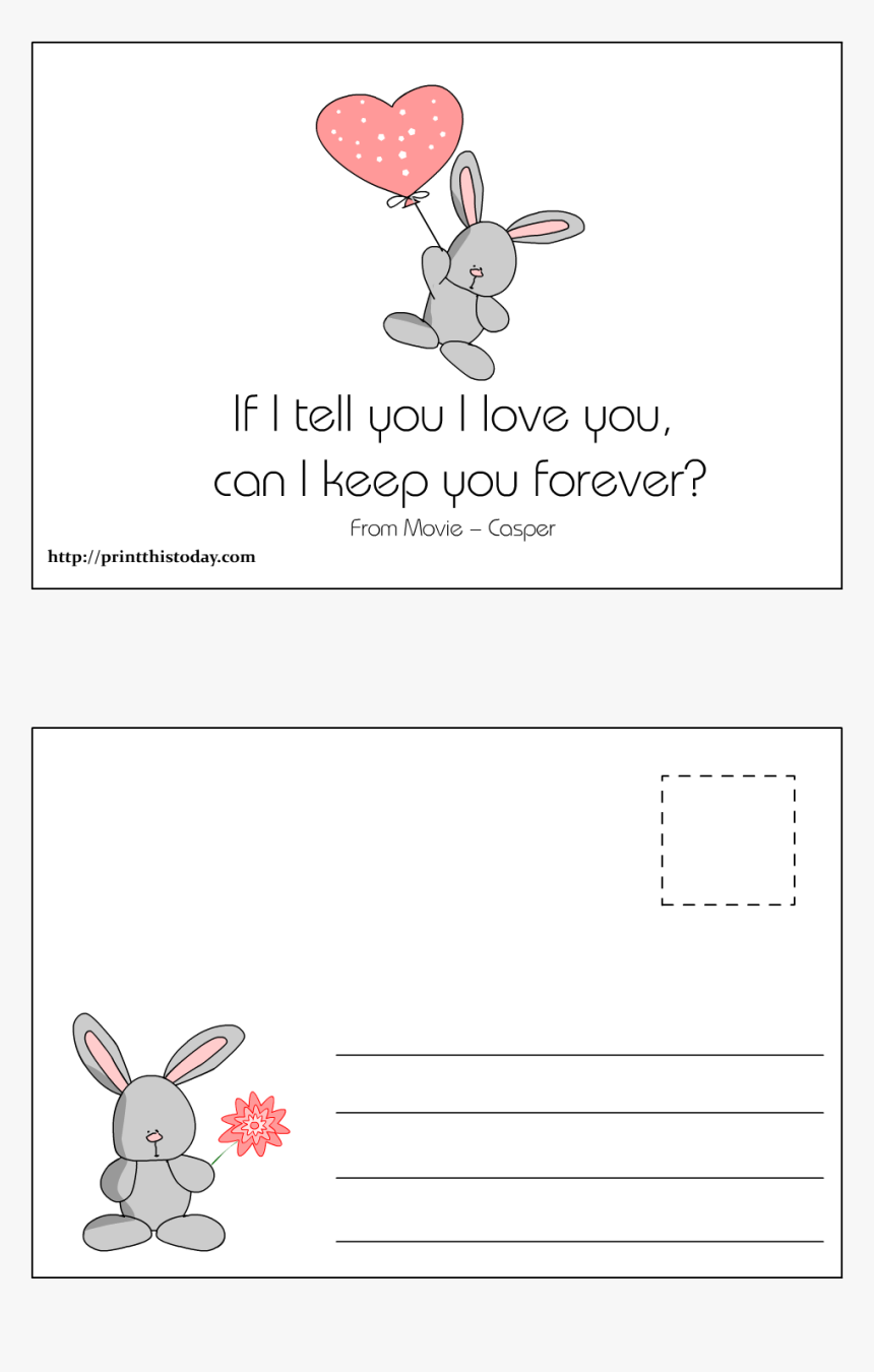 Cute Love Postcard - Cartoon, HD Png Download, Free Download