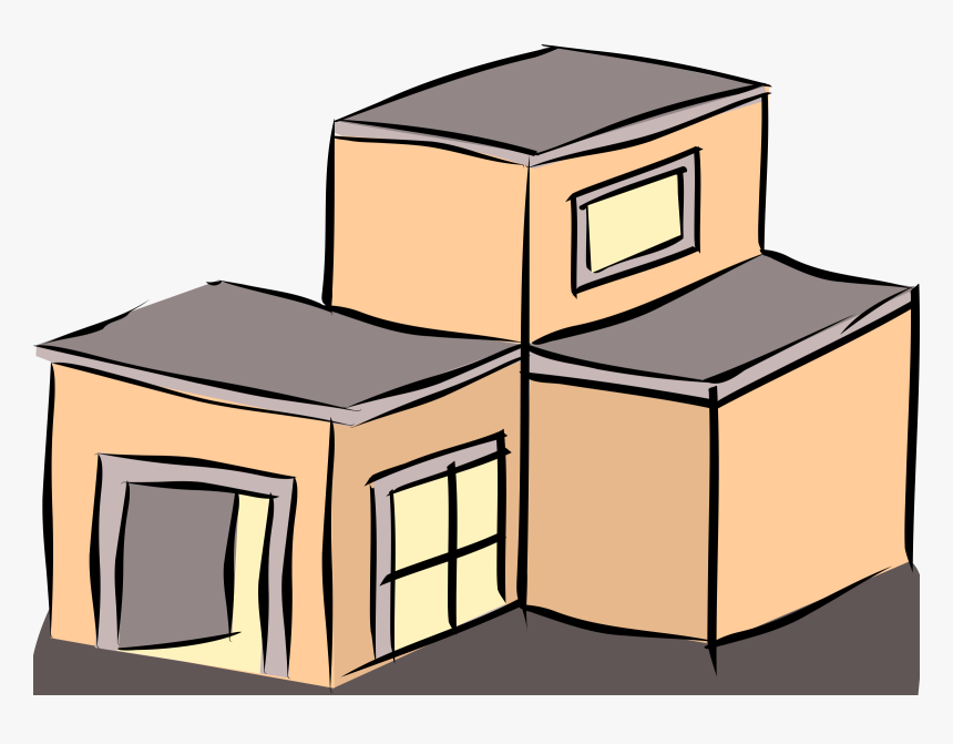 House With Flat Roof Clipart - Flat Roof House Clipart, HD Png Download, Free Download