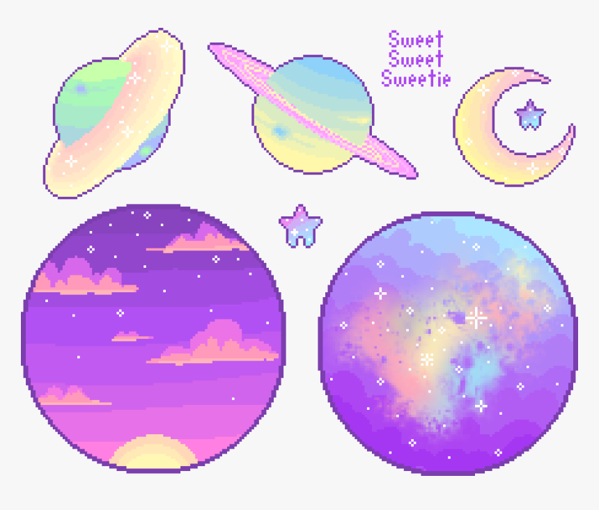 Transparent Tumblr Planet Png - Cute Space Pixel Art, Png Download, Free Download