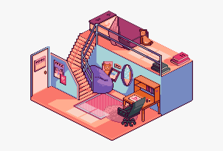 Bedroom, Pixel, And Pixel Art Image - Isometric Room Pixel Art, HD Png