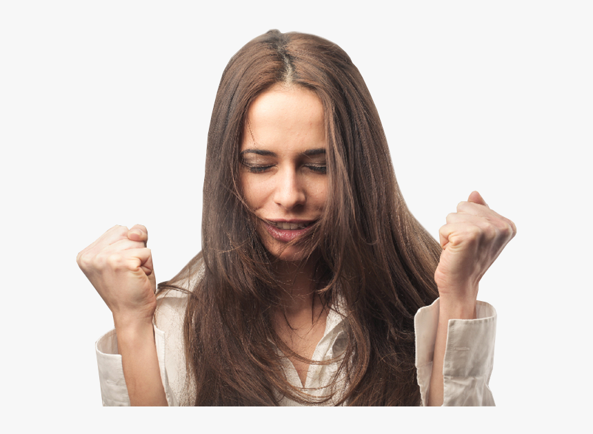 Excited Pretty Lady With Clenched Fists - Girl, HD Png Download, Free Download
