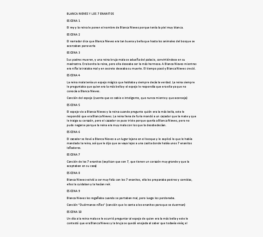 Guion Del Cuento De Blancanieves Y Los Siete Enanitos, HD Png Download, Free Download