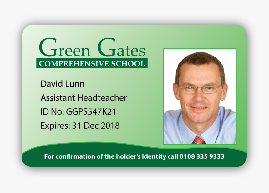 Colourful Green Gates Sample Id Card Design - School Id Card Design, HD Png Download, Free Download