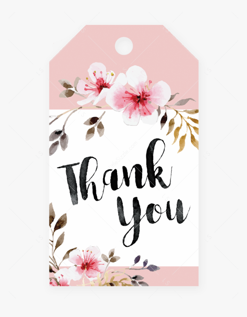 Pink Favor Tag Printable Pdf File By Littlesizzle - Thank You Tag Floral, HD Png Download, Free Download