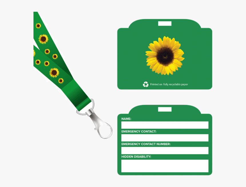 Sunflower Lanyard And Id Card"
 Title="sunflower Lanyard - Hidden Disabilities Sunflower Lanyard, HD Png Download, Free Download