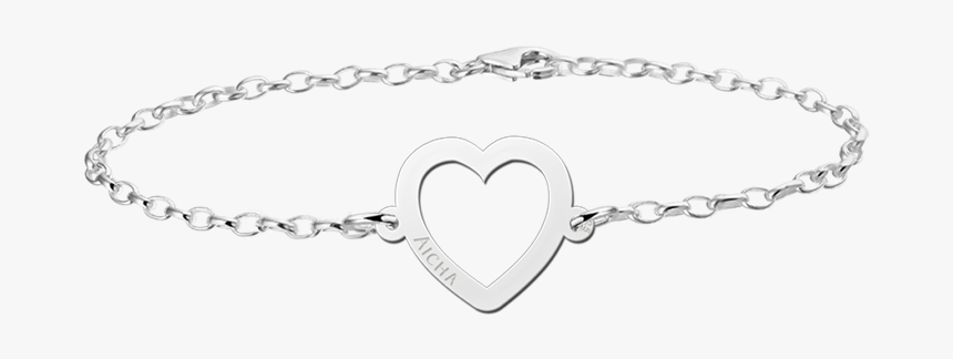 Silver Heart Bracelet - Personalised Name Bracelets, HD Png Download, Free Download