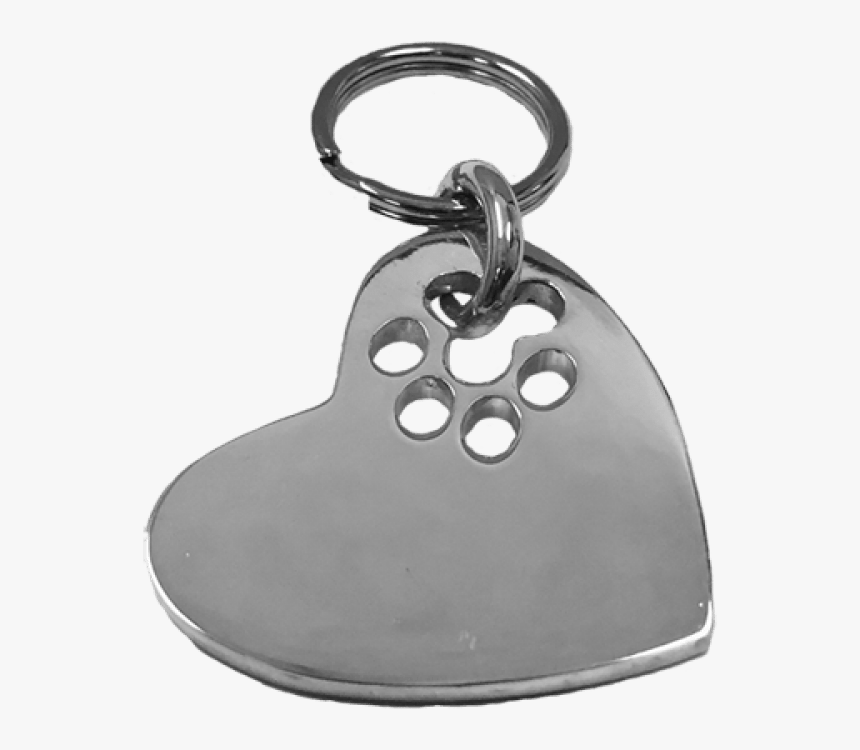 Small Heart Cut-out Paw Tag Sterling Silver - Keychain, HD Png Download, Free Download