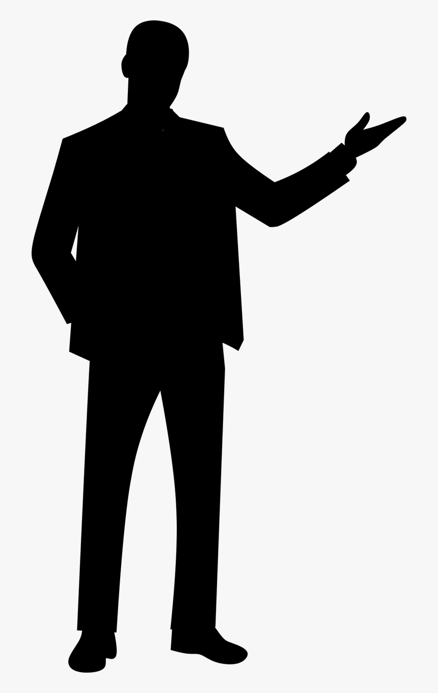 Man Full Length Gesture Isolated Man Presenting Silhouette- - Silhouette Business Man Png, Transparent Png, Free Download