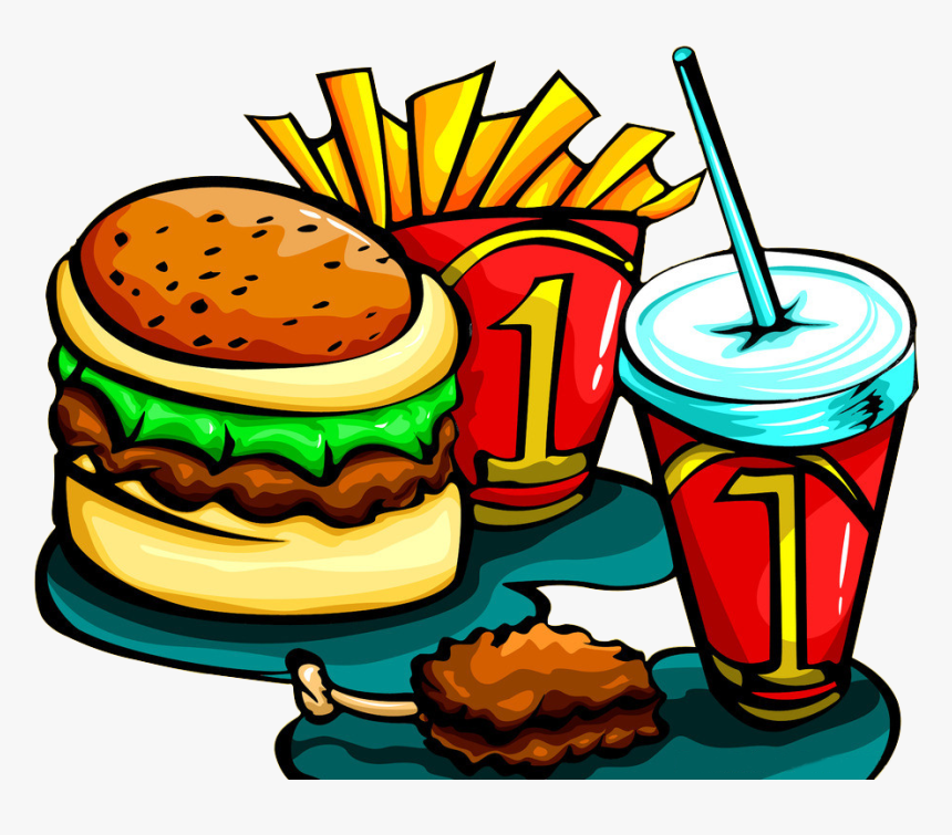 Cartoon Burger And Fries - Fast Food Cartoon Png, Transparent Png, Free Download