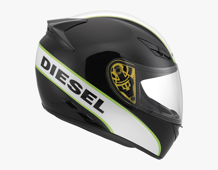 Integral Helmet Agv Diesel Full Jack Black White Green - Agv Diesel Helmet, HD Png Download, Free Download