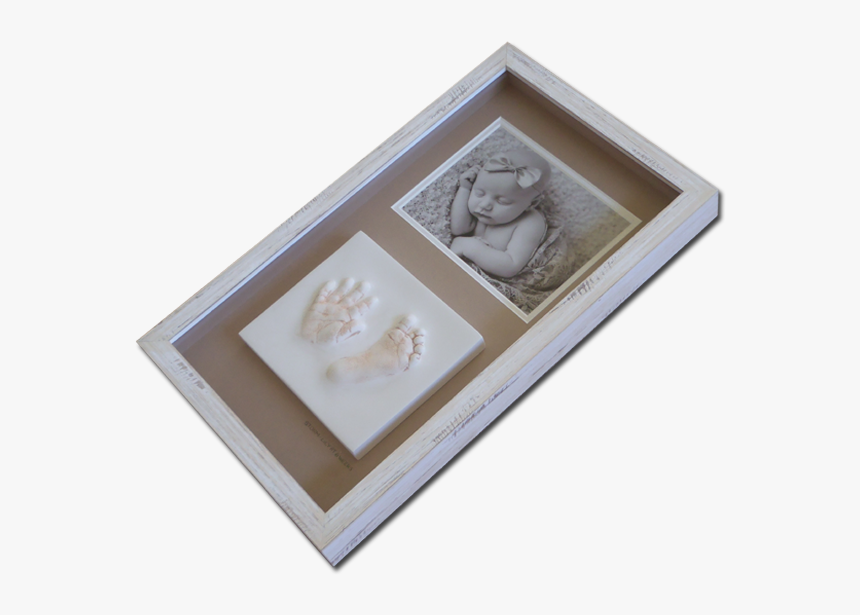 Newborn Baby Photo With Hand And Foot Impression & - Picture Frame, HD Png Download, Free Download