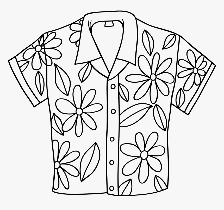 Hawaiian Shirt Digi Stamp - Drawings Of Hawaiian Shirts, HD Png Download, Free Download