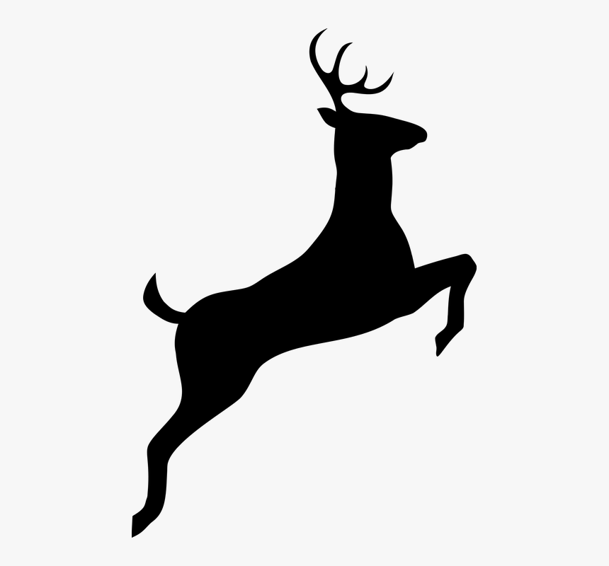 Vintage, Leaping, Jumping, Deer, Animal, Silhouette - Dear Black And White, HD Png Download, Free Download