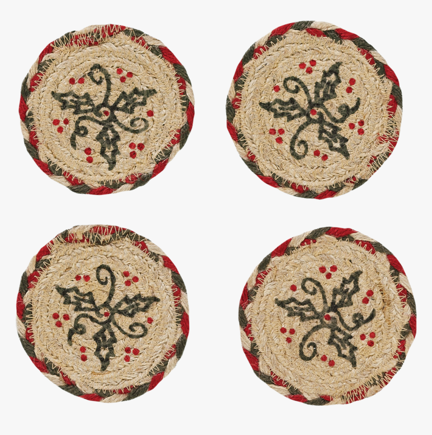 Holly Berry Jute Stencil Coaster Set Of - Cross-stitch, HD Png Download, Free Download