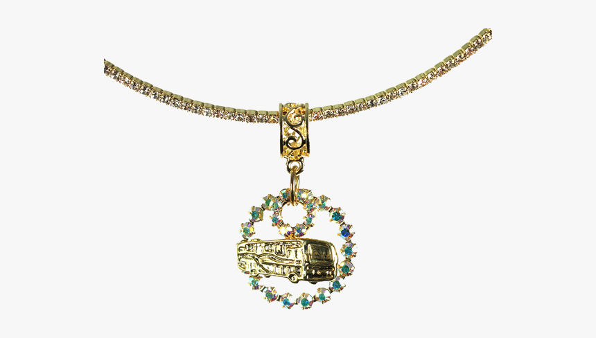 Gold & Crystal Motorhome Choker Necklace - Locket, HD Png Download, Free Download