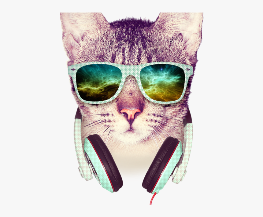 Sticker Hipster Decal Others Free Photo Png Clipart - Cat With Headphones And Sunglasses, Transparent Png, Free Download