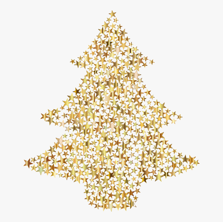 Christmas Tree Stars Gold No Bg - Gld Christmas Tree Png, Transparent Png, Free Download