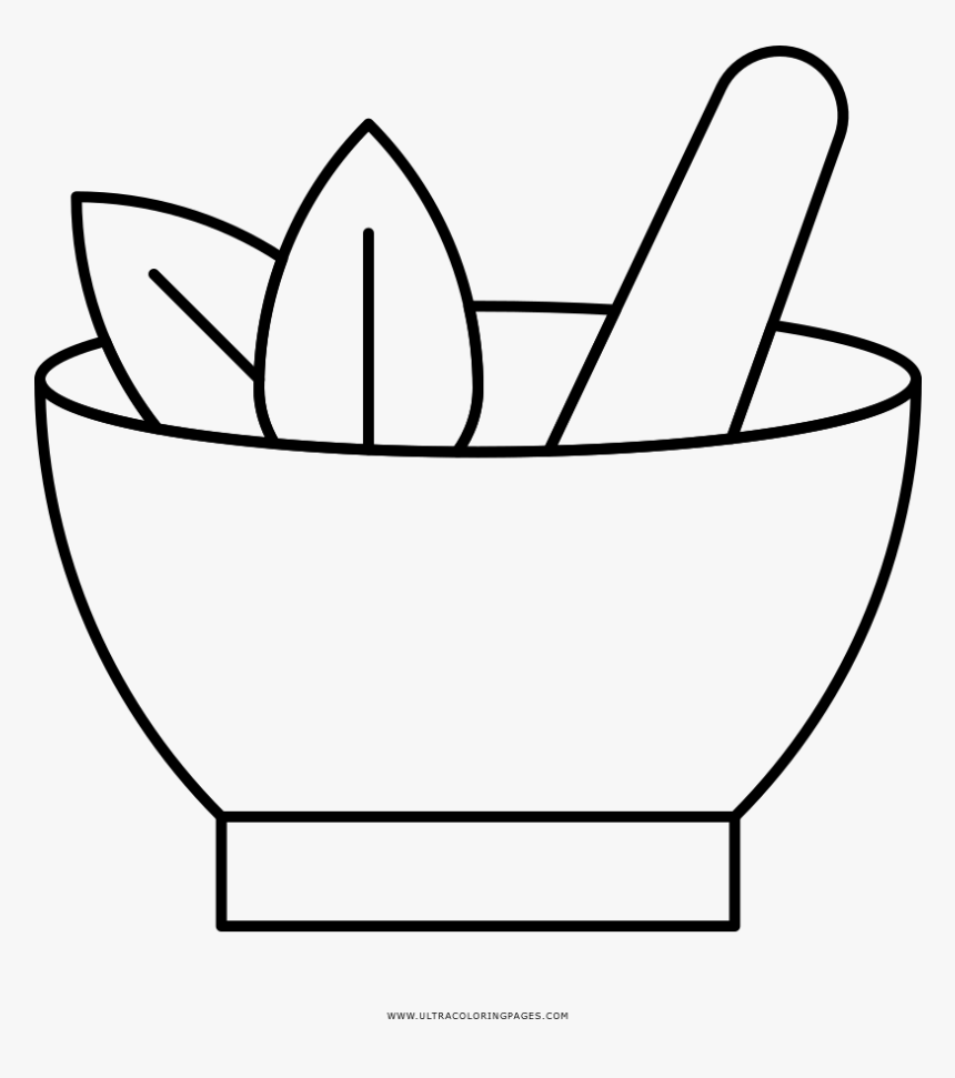 Mortar And Pestle Coloring Page - Coloring Picture Of Mortar, HD Png Download, Free Download