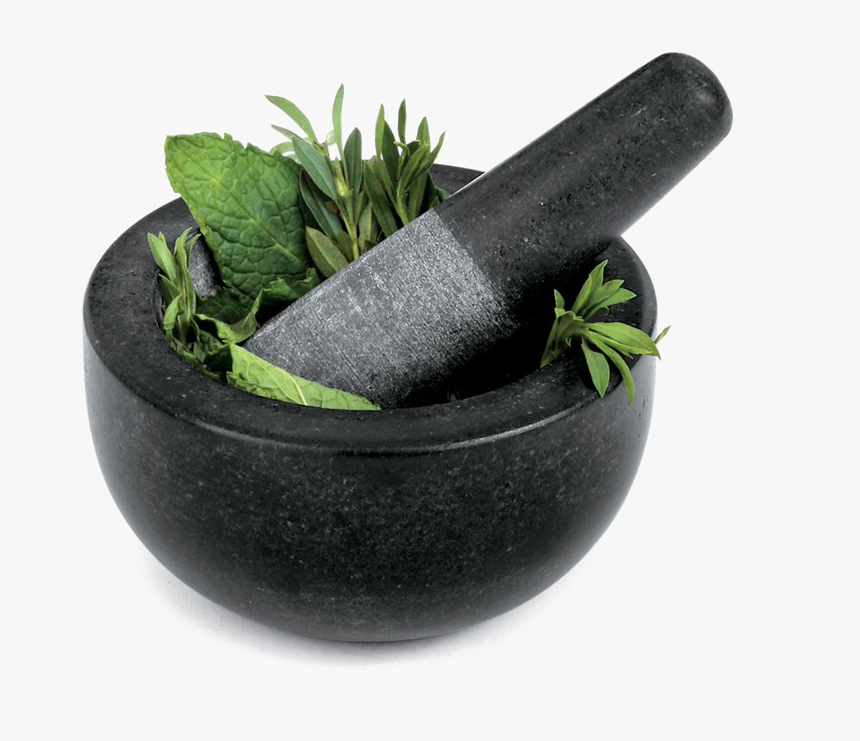 Mortar Png Transparent Image - Mortar And Pestle With Herbs, Png Download, Free Download