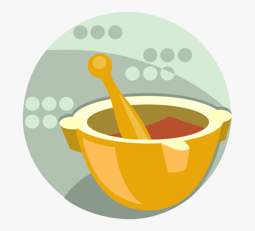 Vector Illustration Of Mortar And Pestle Prepare Ingredients - Dish, HD Png Download, Free Download