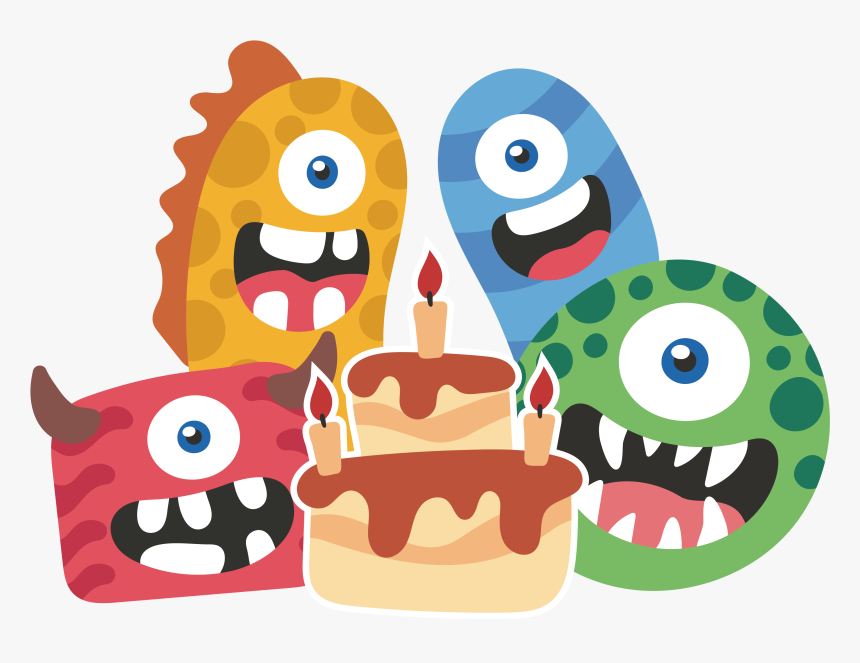 Birthday Party Cartoon - Cute Monster Birthday Png, Transparent Png, Free Download