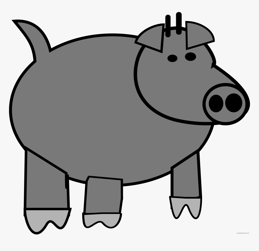 Cartoon Pig Animal Free Black White Clipart Images - Cartoon Pig, HD Png Download, Free Download