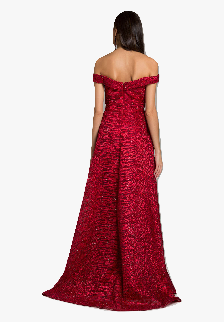 Red Lace Off Shoulder Stylish Gown, HD Png Download, Free Download