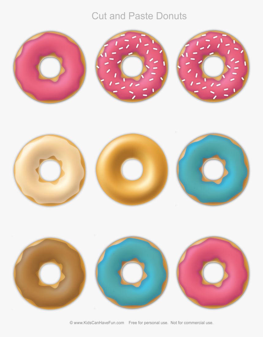 Cut And Paste Donuts - Donut Worksheets Preschool, HD Png Download, Free Download