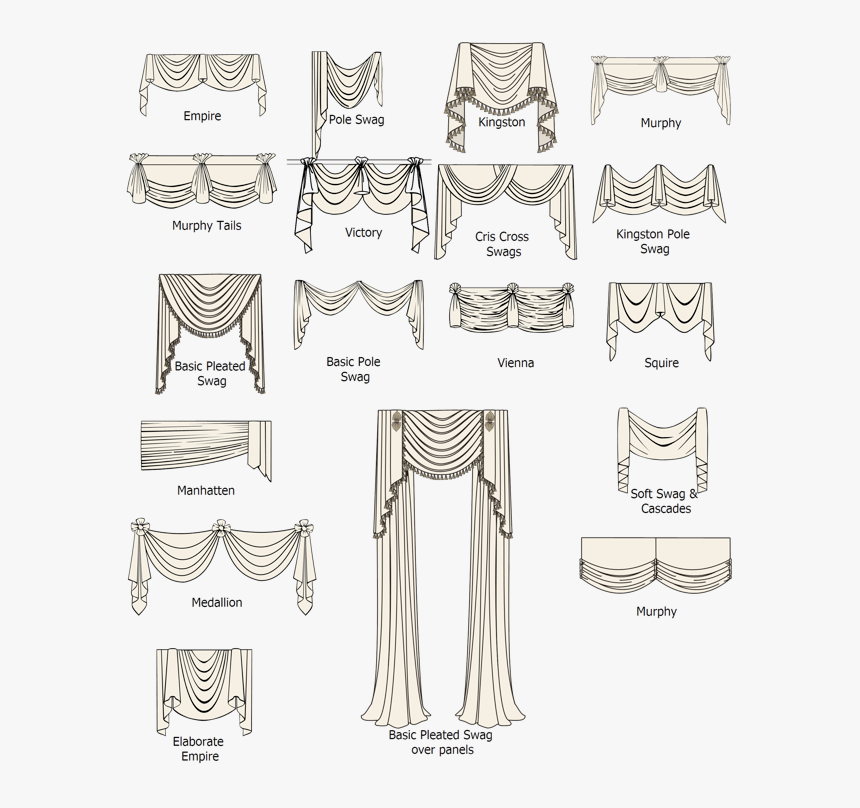 Ideas For Swag Window Treatments - Names Of Types Of Curtains, HD Png Download, Free Download