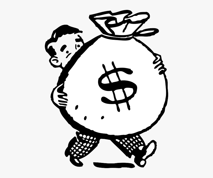 Save Money Drawing - Money Bag Clipart Black And White, HD Png Download, Free Download