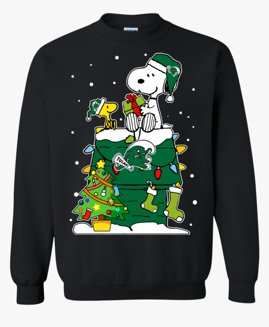 Tulane Green Wave Ugly Christmas Sweaters Snoopy Woodstock - Dallas Cowboys Christmas T Shirt, HD Png Download, Free Download