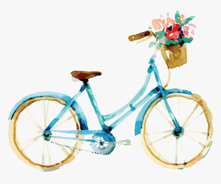 Vector Royalty Free Stock Biking Clipart Watercolor - Watercolor Bicycle, HD Png Download, Free Download