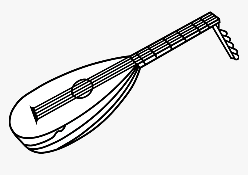 Transparent Cymbals Clipart - Lute Instrument Black And White, HD Png Download, Free Download