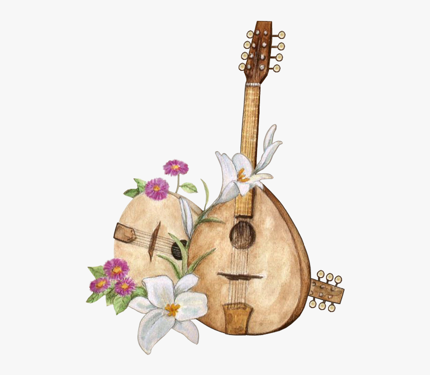 Suite Music Writing, Le Net, Lute, Decoupage Paper, - Lute And Flower, HD Png Download, Free Download