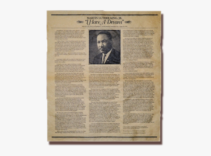Martin Luther King Jr Dream Speech Newspaper, HD Png Download, Free Download
