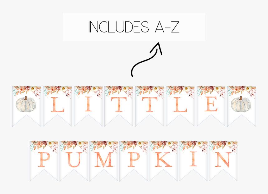 Fall Pumpkin Blue And Orange Floral Baby Shower Banner - Calligraphy, HD Png Download, Free Download