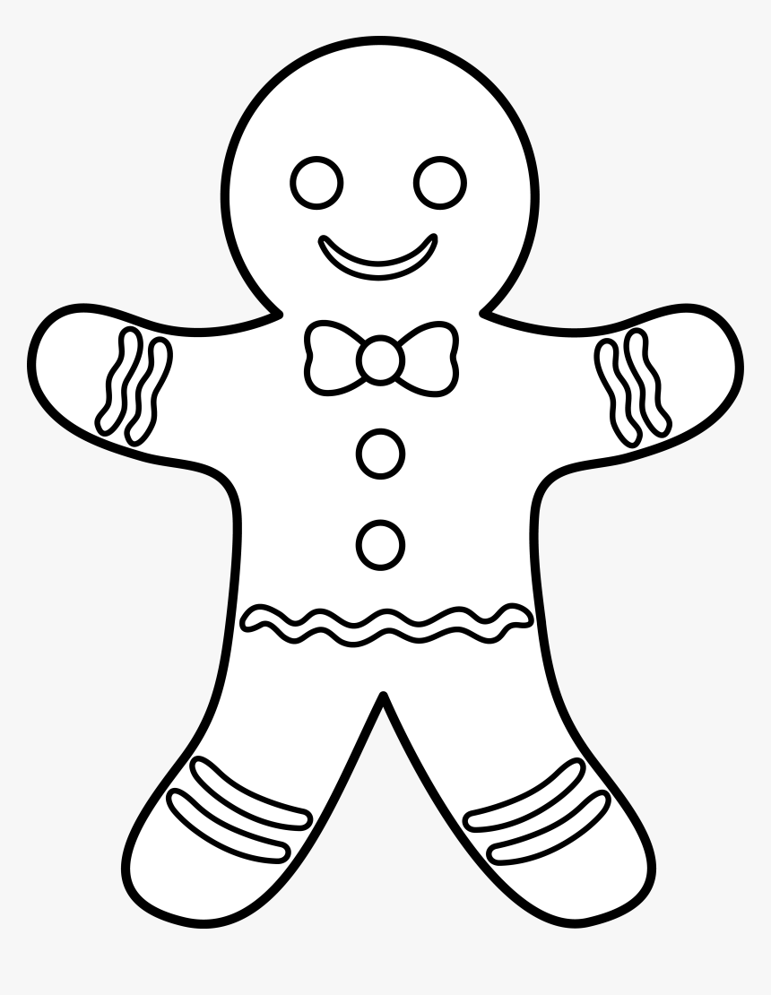 Free Holiday Cookie Lineart - Gingerbread Clipart Black And White, HD Png Download, Free Download