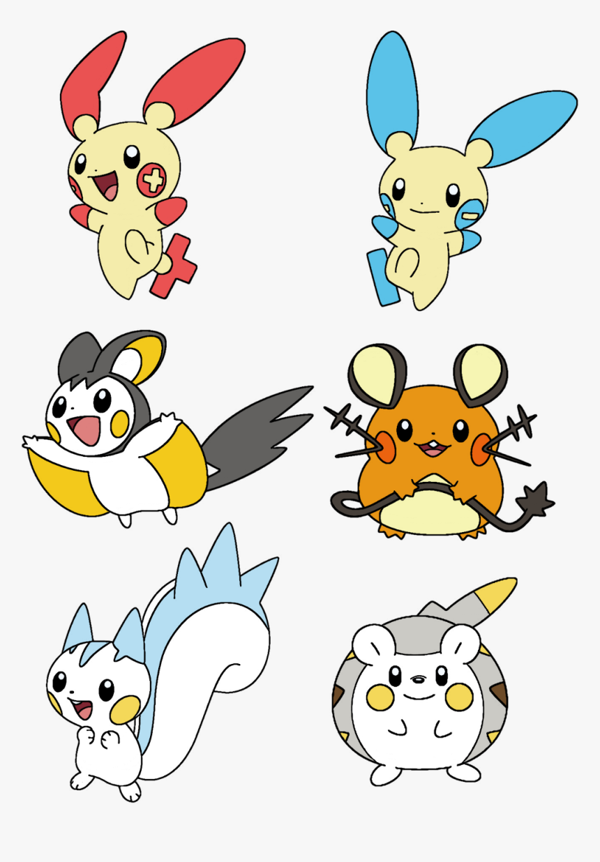 Plusle Minun Pachirisu Emolga Dedenne Togedemaru Pokemon Pikaclone Hd Png Download Kindpng