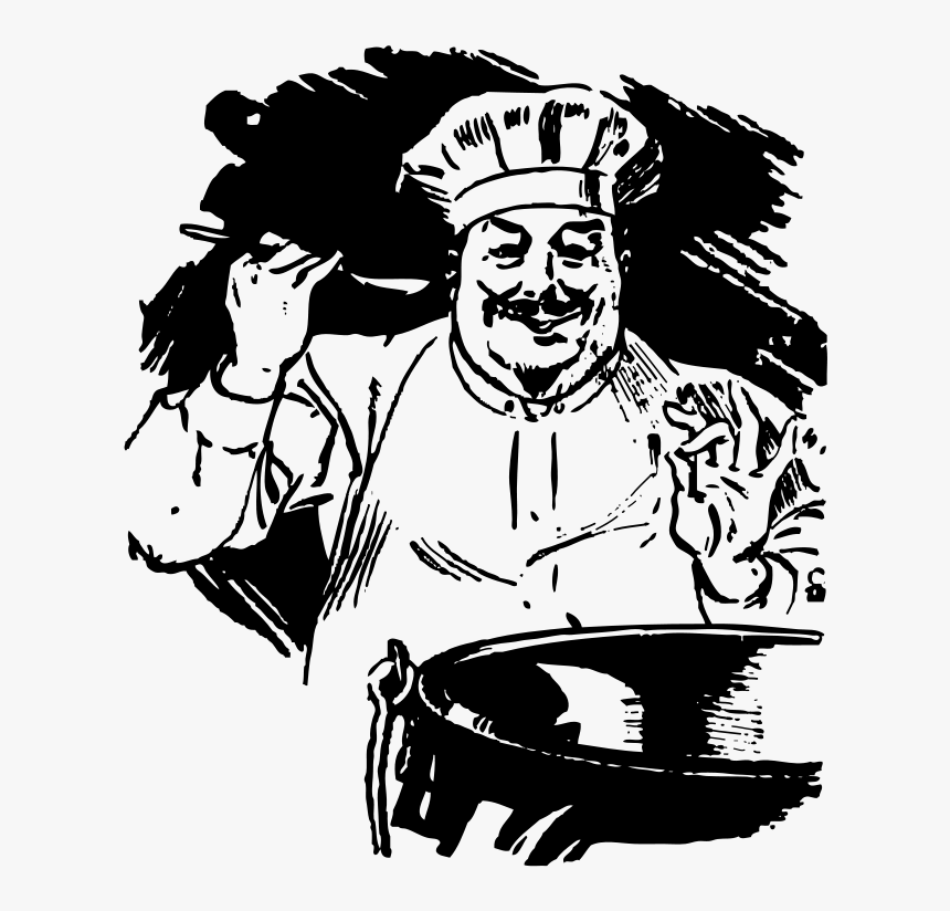 Chef With A Large Pot - Chefs Clipart Black And White Png, Transparent Png, Free Download